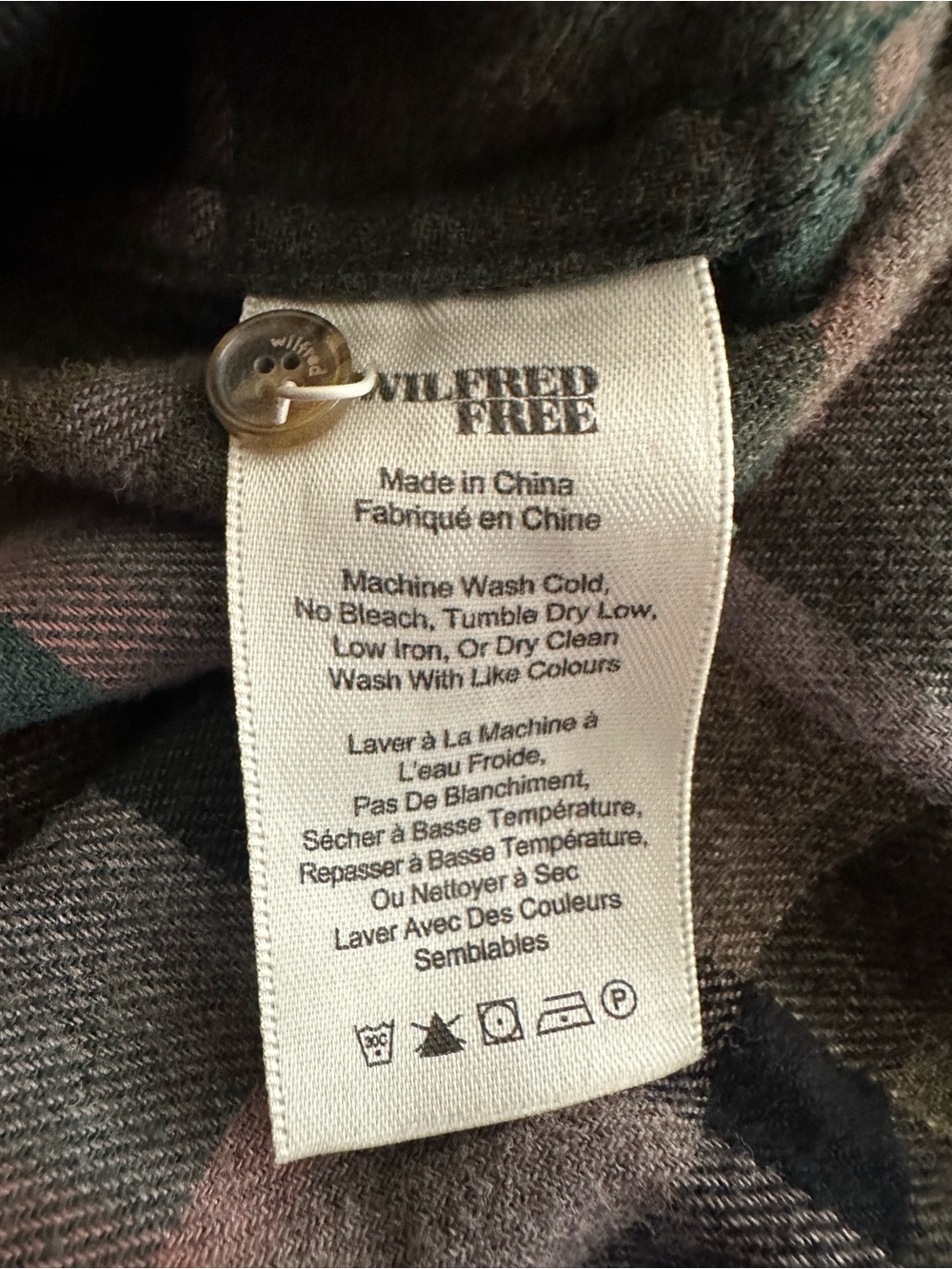 Wilfred Green and Pink Plaid Button-Front Shirt Dress - Picture 3 of 4
